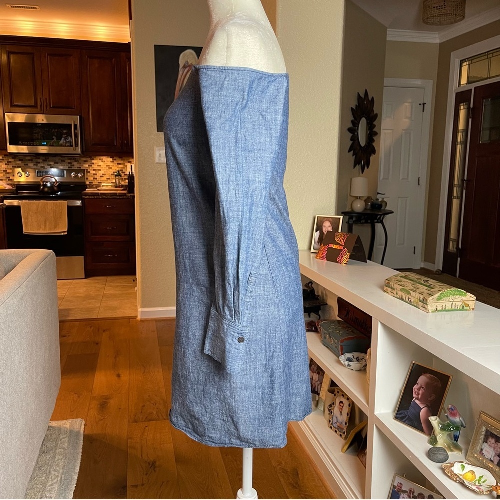 Theory Ulrika B Chambray Denim One Shoulder Dress Size 00 - Picture 5 of 10